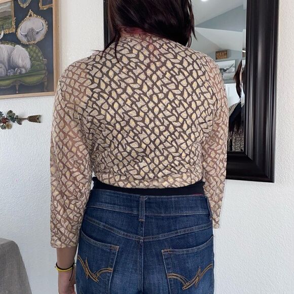 Travelers Collection By Chico's Womens Geometric Tie Front Bolero Jacket Size 2 - Picture 3 of 11